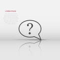 Question mark icon in flat style. Discussion speech bubble vector illustration on white isolated background. Faq business concept Royalty Free Stock Photo