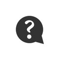 Question mark icon in flat style. Discussion speech bubble vector illustration on white isolated background. Question business co Royalty Free Stock Photo