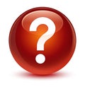 Question mark icon glassy brown round button