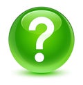 Question mark icon glassy green round button