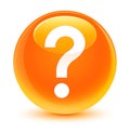 Question mark icon glassy orange round button