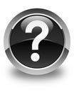 Question mark icon glossy black round button Royalty Free Stock Photo