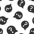 Question mark icon seamless pattern background. Discussion speech bubble vector illustration. Question symbol pattern