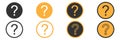 Question mark icons collection. Round help symbol on white background. Isolated faq set in black and yellow. Bold and outline Royalty Free Stock Photo