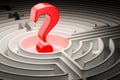 Question mark inside labyrinth maze, 3D Royalty Free Stock Photo