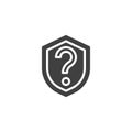 Question mark inside a shield vector icon Royalty Free Stock Photo