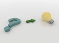 Question Mark and Light Bulb, Question and Answer Concept Royalty Free Stock Photo