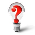 Question mark in lightbulb Royalty Free Stock Photo
