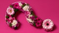 Question Mark Made of Beautiful Pink and White Flowers on Bright Background Royalty Free Stock Photo