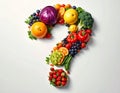 Question mark made from fruits and vegetables Royalty Free Stock Photo