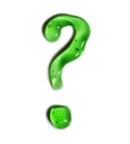 Question mark made from green gel, query isolated on white background. Aloe vera moisturizing fluid cream