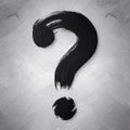 Question Mark Made With Thick Black Brush Strokes on Textured White Background Royalty Free Stock Photo