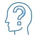 Question Mark In Man Silhouette Mind doodle icon hand drawn illustration Royalty Free Stock Photo