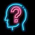 Question Mark In Man Silhouette Mind neon glow icon illustration Royalty Free Stock Photo