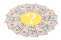Question mark on mandala kaleidoscope from money Royalty Free Stock Photo