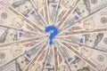 Question mark on mandala kaleidoscope from money Royalty Free Stock Photo