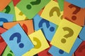 Question Mark On Many Colorful Papers Royalty Free Stock Photo