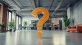 Question Mark In A Modern Office Interior. Business Concept Of Uncertainty And Solving Problems Royalty Free Stock Photo