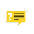 Question mark notification bubble speech vector sign, flat cartoon question or answer message balloon icon or pictogram isolated Royalty Free Stock Photo