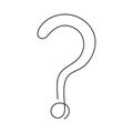 Question mark one line art, hand drawn asking sign, idea continuous contour. Query FAQ concept, finding answer. Editable stroke.