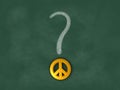 Question mark and pacific symbol on chalkboard Royalty Free Stock Photo
