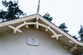 Question mark painted on the wall of the exterior faÃÂ§ade of a tipic house in the arcachon basin in France Royalty Free Stock Photo