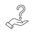 Question mark on palm hand icon isolated vector illustration Royalty Free Stock Photo