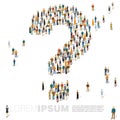 Question mark of people crowd. Vector template.