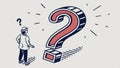 Question mark and person, problem solving and curiosity vector design Generative AI Royalty Free Stock Photo