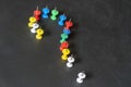 Question mark from push pins. The concept of an unpleasant question Royalty Free Stock Photo
