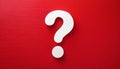Question mark on red background. 3D rendering. FAQ and QA. Problem solution Royalty Free Stock Photo