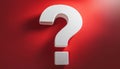 Question mark on red background. 3D rendering. FAQ and QA. Problem solution Royalty Free Stock Photo