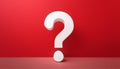 Question mark on red background. 3D rendering. FAQ and QA. Problem solution Royalty Free Stock Photo