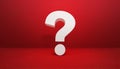 Question mark on red background. 3D rendering. FAQ and QA. Problem solution Royalty Free Stock Photo