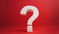 Question mark on red background. 3D rendering. FAQ and QA. Problem solution Royalty Free Stock Photo