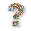 Question mark from red pills and capsules on white background. M Royalty Free Stock Photo