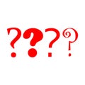 Question Mark.Red question mark on a piece of paper and many question marks on white board. Royalty Free Stock Photo