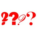 Question Mark.Red question mark on a piece of paper and many question marks on white board. Royalty Free Stock Photo