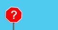 Question mark road sign in blue turquoise soft background Royalty Free Stock Photo