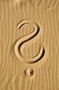 Question mark in the sand Royalty Free Stock Photo