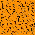 Question mark seamless pattern. Trivia poster design template, random punctuation marks background, quiz loading page, vector illu