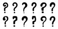 Question mark set hand drawn in simple style, vector illustration. Icon question symbol for print and design. Quiz and