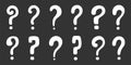 Question mark set hand drawn in simple style, vector illustration. Icon question symbol for print and design. Quiz and