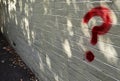 Question mark sign painted on brick wall Royalty Free Stock Photo