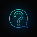 Question mark in speech bubble blue vector outline icon or symbo Royalty Free Stock Photo