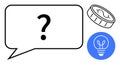 Question Mark in Speech Bubble with Coin and Light Bulb Highlighting Problem-Solving and Innovation Royalty Free Stock Photo