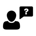 Question mark speech bubble icon vector male person profile avatar with chat symbol for discussion, information and help sign Royalty Free Stock Photo