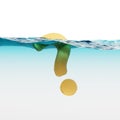 Question Mark Split Level Sinking or Wavering 3d Illustration Concept