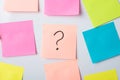 Question mark on a sticky note on a board Royalty Free Stock Photo