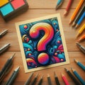 Question Mark Sticky Note, Vibrant Design on Textured Wood Background Royalty Free Stock Photo
